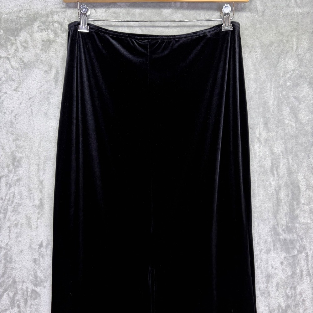 VTG Kathie Lee Women Velvet Maxi Skirt Long Black Large Dark Academia Whimsigoth - Picture 7 of 11